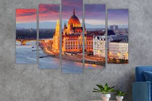Модульная картина на холсте из пяти частей KIL Art Архитектура столицы Венгрии 112x68 см (M5_M_249)