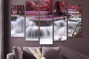 Модульная картина на холсте из пяти частей KIL Art Багровый водопад 112x68 см (M5_M_465)