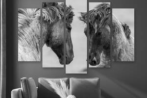 Модульная картина на холсте из пяти частей KIL Art Два коня 137x85 см (M51_L_72)