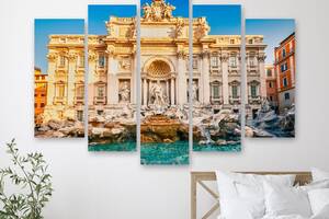 Модульная картина на холсте из пяти частей KIL Art Фонтан Ди Треви в Риме 187x119 см (M51_XL_307)