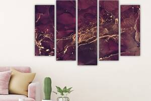 Модульная картина на холсте из пяти частей KIL Art Фиолетовый мраморный холст 187x119 см (M51_XL_160)
