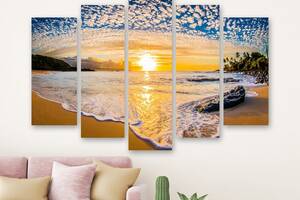 Модульна картина на полотні із п'яти частин KIL Art Гавайський пляж 112x68 см (M5_M_513)