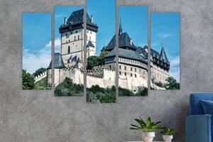 Модульна картина на полотні із п'яти частин KIL Art Готичний Замок Карлштейн Чехія 137x85 см (M51_L_289)