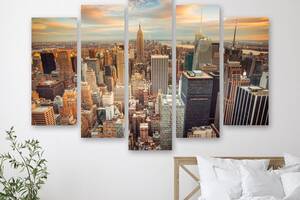 Модульная картина на холсте из пяти частей KIL Art Горизонт над Нью-Йорком 187x119 см (M51_XL_373)