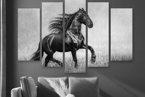 Модульная картина на холсте из пяти частей KIL Art Грациозная лошадь 187x119 см (M51_XL_83)