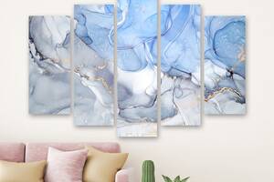 Модульная картина на холсте из пяти частей KIL Art Холодный голубой мрамор 187x119 см (M51_XL_162)