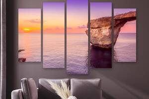 Модульная картина на холсте из пяти частей KIL Art Лазурный берег Мальты 137x85 см (M51_L_500)