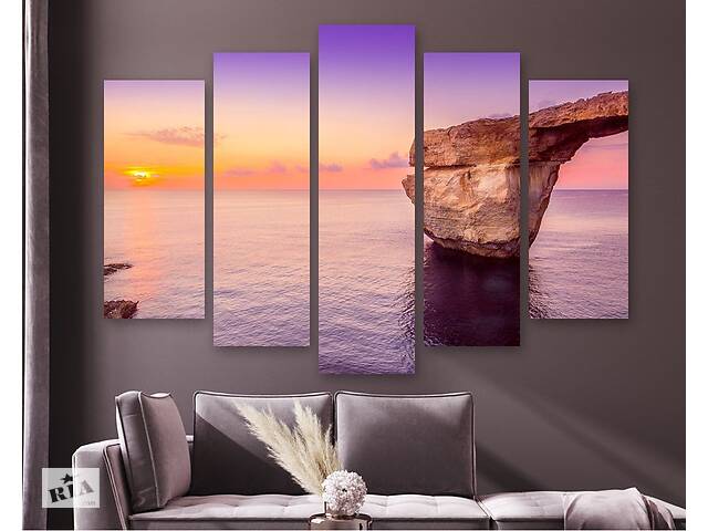 Модульная картина на холсте из пяти частей KIL Art Лазурный берег Мальты 137x85 см (M51_L_500)