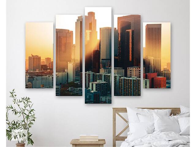 Модульна картина на полотні з п'яти частин KIL Art Лос-Анджелес у променях сонця 187x119 см (M51_XL_364)