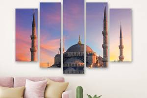 Модульная картина на холсте из пяти частей KIL Art Мечеть в Стамбуле Турция 112x68 см (M5_M_381)