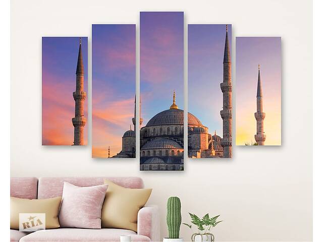 Модульная картина на холсте из пяти частей KIL Art Мечеть в Стамбуле Турция 137x85 см (M51_L_381)