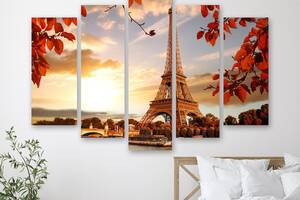 Модульная картина на холсте из пяти частей KIL Art Осень в Париже 112x68 см (M5_M_277)