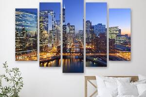 Модульная картина на холсте из пяти частей KIL Art Панорама Чикаго 112x68 см (M5_M_327)