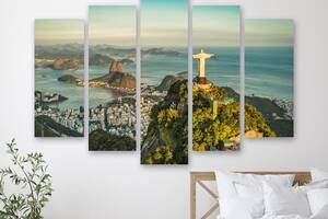 Модульная картина на холсте из пяти частей KIL Art Панорамный вид Рио-де-Жанейро 137x85 см (M51_L_350)