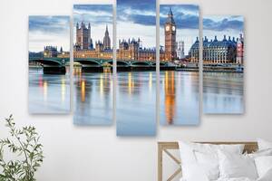Модульная картина на холсте из пяти частей KIL Art Панорама Лондона 137x85 см (M51_L_367)