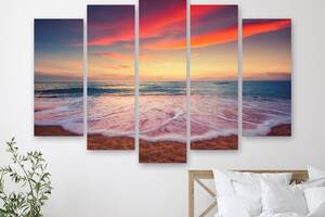 Модульна картина на полотні з п'яти частин KIL Art Пляжний захід сонця 112x68 см (M5_M_399)