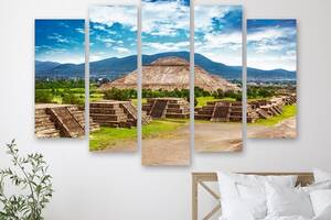 Модульна картина на полотні із п'яти частин KIL Art Піраміда в Мексиці 112x68 см (M5_M_302)