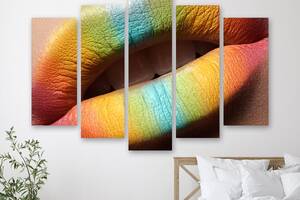 Модульная картина на холсте из пяти частей KIL Art Разноцветные губы 112x68 см (M5_M_203)