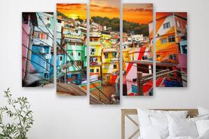 Модульная картина на холсте из пяти частей KIL Art Район в Рио-де-Жанейро 112x68 см (M5_M_248)