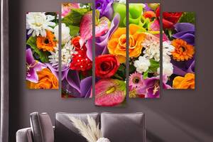 Модульная картина на холсте из пяти частей KIL Art Разнообразие цветов 112x68 см (M5_M_440)