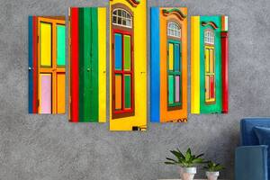Модульная картина на холсте из пяти частей KIL Art Разноцветные дома 187x119 см (M51_XL_310)