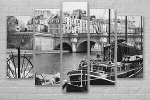 Модульная картина на холсте из пяти частей KIL Art Река Сена в Париже 112x68 см (M5_M_258)