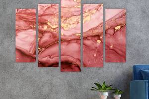Модульная картина на холсте из пяти частей KIL Art Розовый мрамор с блеском 137x85 см (M51_L_159)
