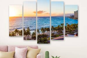 Модульная картина на холсте из пяти частей KIL Art Роскошный пляж на Гавайях 137x85 см (M51_L_333)