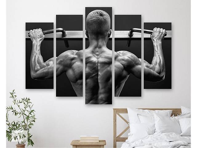 Модульная картина на холсте из пяти частей KIL Art Спортивный мускулистый парень 112x68 см (M5_M_29)