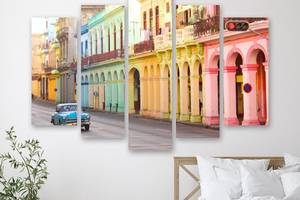 Модульна картина на полотні із п'яти частин KIL Art Столиця Куби Гавана 112x68 см (M5_M_292)