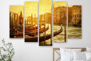Модульна картина на полотні із п'яти частин KIL Art Стоянка гондол у Венеції 112x68 см (M5_M_394)