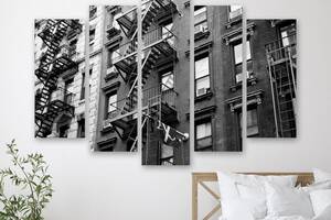 Модульная картина на холсте из пяти частей KIL Art Старое здание в Нью-йорке 187x119 см (M51_XL_244)