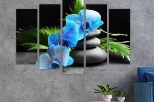Модульная картина на холсте из пяти частей KIL Art Светло-голубая орхидея 137x85 см (M51_L_436)