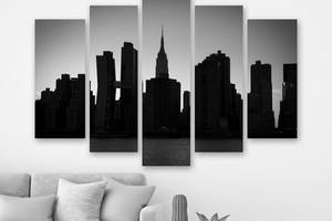 Модульна картина на полотні з п'яти частин KIL Art Силуети будівель Манхеттена 112x68 см (M5_M_246)