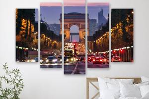 Модульная картина на холсте из пяти частей KIL Art Триумфальная арка в Париже 112x68 см (M5_M_276)