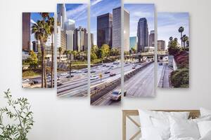 Модульная картина на холсте из пяти частей KIL Art Улица Лос-Анджелеса Калифорния 112x68 см (M5_M_271)
