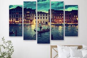 Модульная картина на холсте из пяти частей KIL Art Вечерняя Венеция 112x68 см (M5_M_387)