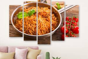 Модульна картина на полотні з п'яти частин KIL Art Смачні італійські спагетті 187x119 см (M51_XL_104)