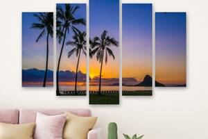 Модульная картина на холсте из пяти частей KIL Art Восход солнца на острове Оаху Гавайи 137x85 см (M51_L_320)