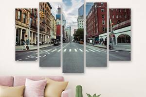 Модульная картина на холсте из пяти частей KIL Art Вид на улицу Нью-Йорка 187x119 см (M51_XL_286)