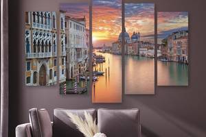 Модульная картина на холсте из пяти частей KIL Art Закат над Венецией 137x85 см (M51_L_312)