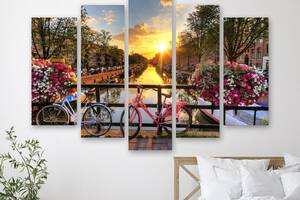 Модульная картина на холсте из пяти частей KIL Art Закат дня в Амстердаме 187x119 см (M51_XL_295)