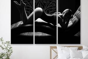 Модульная картина на холсте из трех частей Девушка в эротической позе 78x48 см (M3_M_223)
