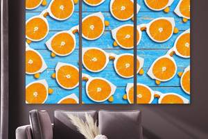 Модульная картина на холсте из трех частей KIL Art Апельсиновые очки абстракция 128x81 см (M3_L_370)