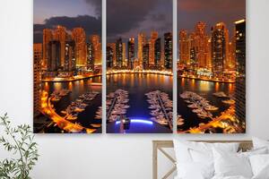 Модульная картина на холсте из трех частей KIL Art Дубай: отдых в роскошном будущем 128x81 см (M3_L_509)
