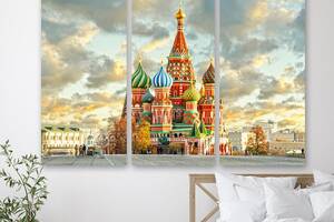 Модульная картина на холсте из трех частей KIL Art Московский Кремль 128x81 см (M3_L_548)