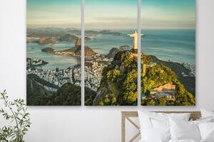 Модульная картина на холсте из трех частей KIL Art Панорама Рио-де-Жанейро 128x81 см (M3_L_519)