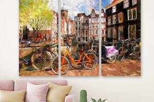 Модульна картина на полотні із трьох частин KIL Art Прекрасний Амстердам 78x48 см (M3_M_517)