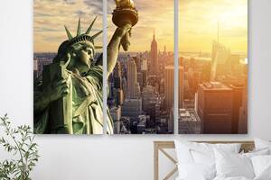 Модульна картина на полотні з трьох частин KIL Art Статуя Свободи - символ Нью-Йорка 78x48 см (M3_M_486)
