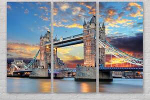 Модульная картина на холсте из трех частей KIL Art Тауэрский мост - жемчужина Лондона 78x48 см (M3_M_526)